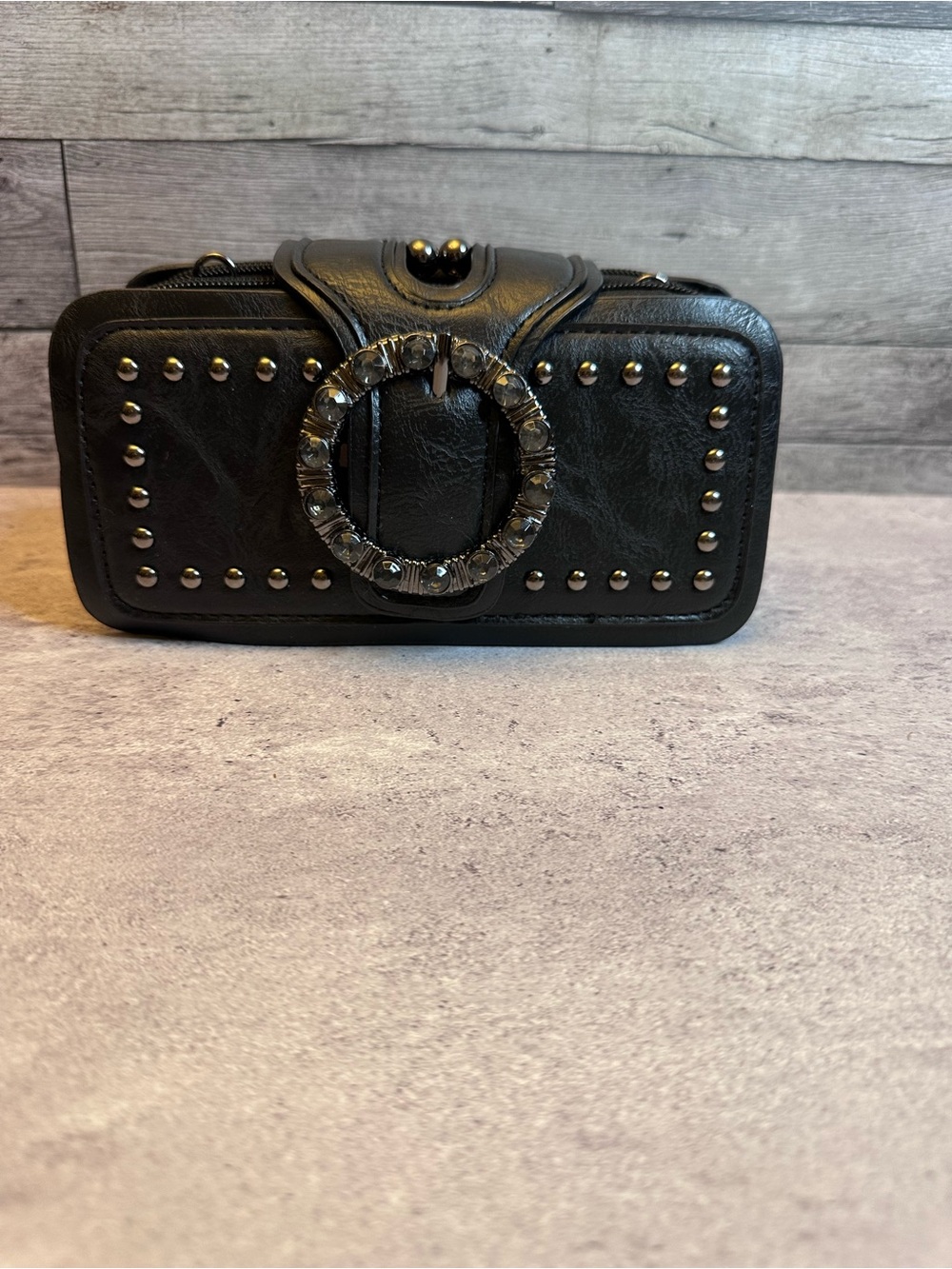 MIDNIGHT STUD • GOTHIC BLACK CROSSBODY BAG